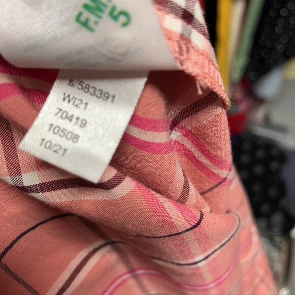 Loft Plaid Ruffle Button Up Blouse Pink Long Sleeve Women SP Preppy Spring‎ New - Picture 13 of 15